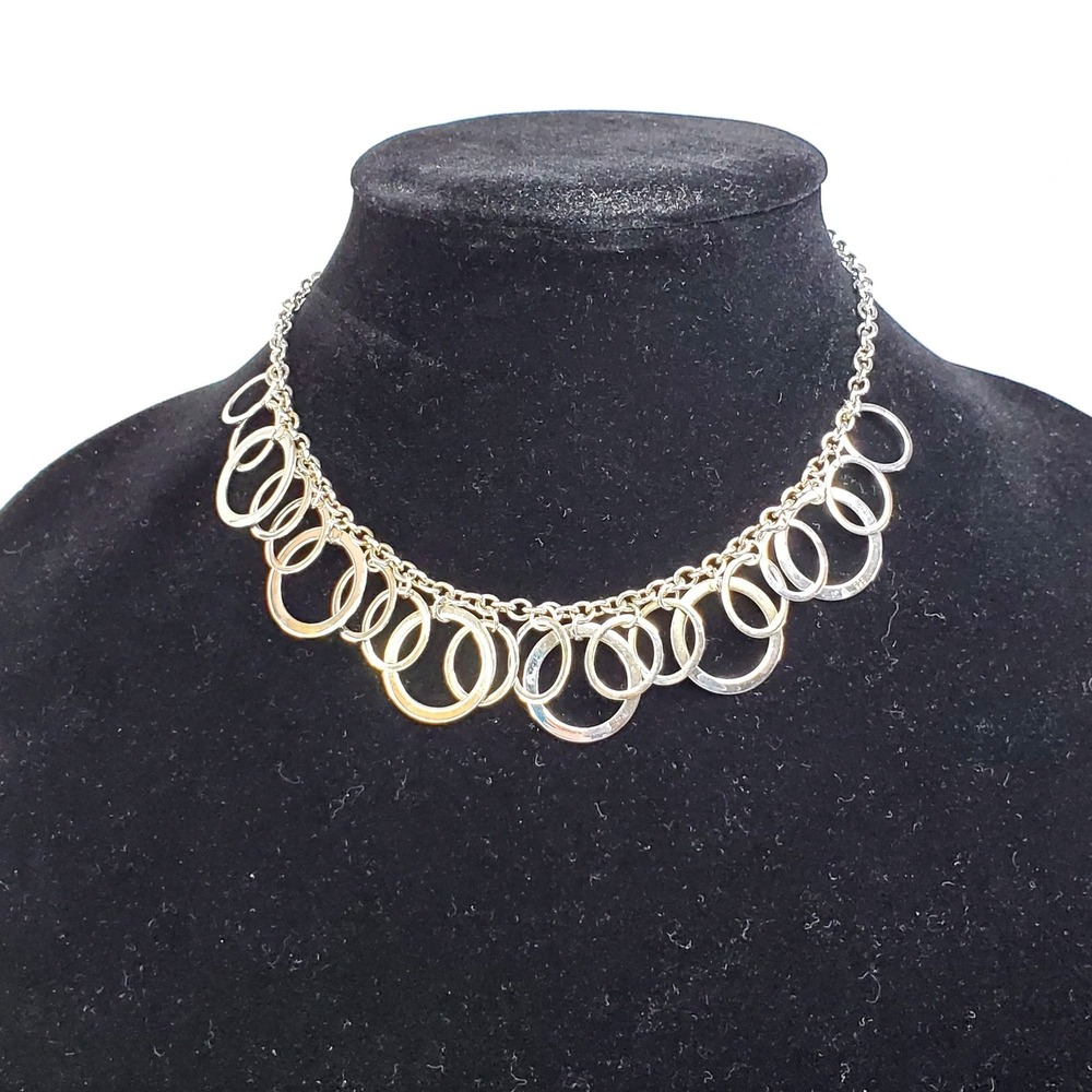 Two Statement necklaces Circles Silver and Grey - Picture 6 of 11